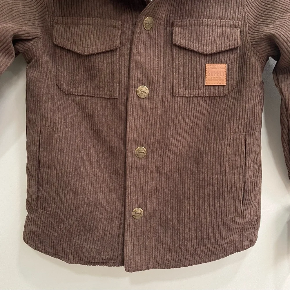 London Fog boys corduroy jacket shacket hooded fleece lined youth size 4